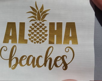 Pineapple Decal Aloha Beaches Pick your color & size. Pineapple decal. RTIC YETI tumbler decal. Car window sticker Laptop decal Beach life