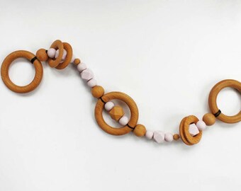 Wood DUO Pram Chain String Garland Teether - Kinderwagenkette - Hochet - Beißring