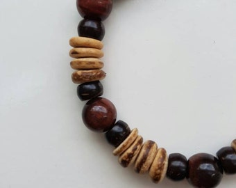 Bracelet for men. Natural stone and wood