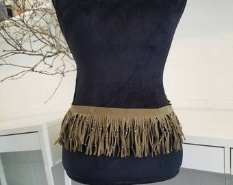 Beautiful Olive Adjustable Fringe Belt, Festival fashion, Rave Fashion, tribal belt