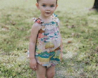 Girls romper - baby romper - romper for toddler girls - baby girls flutter sleeve romper - girls spring romper - spring romper for baby girl