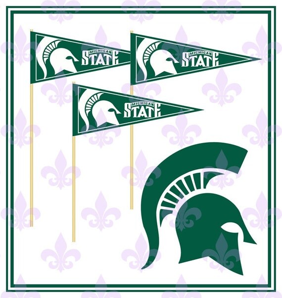 MICHIGAN STATE SPARTANS - College Cupcake Toppers - 12 Pennants Style ...