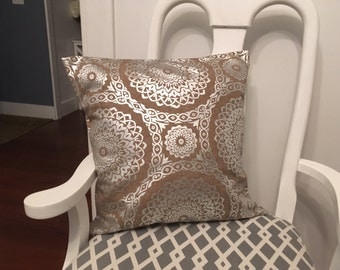 burlap pillow - burlap and metallic pillowcase - metallic pillow - burlap throw pillow - burlap couch pillow - metallic pillowcase - burlap