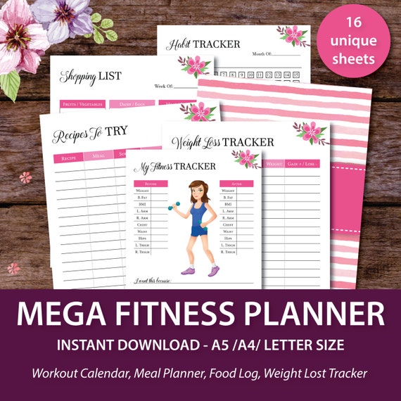 Fitness Planner Fitness Planner Inserts by AlinasCreativeCorner