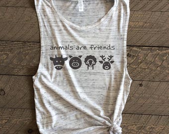 Animals are Friends muscle tank, vegan muscle tank, vegetarian muscle tank, muscle tank,Vegan,Vegetarian, vegan shirt,animal are friends