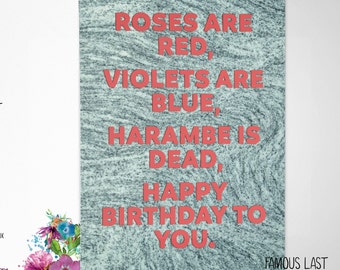 Harambe is dead - dank meme funny Birthday Card - dicks out