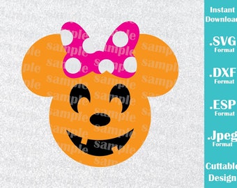 INSTANT DOWNLOAD SVG Disney Inspired Halloween Pumpkin Minnie Ears Halloween Cutting Machines Svg, Esp, Dxf, Jpeg Format Cricut Silhouette