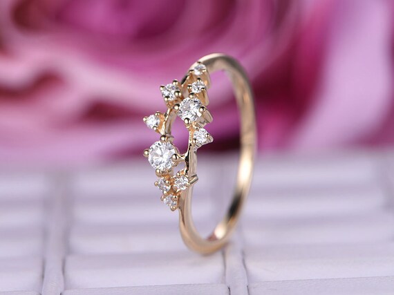 Diamond Cluster ring/14k yellow gold/women's wedding