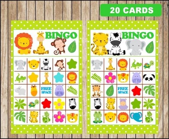 Printable 20 Safari Bingo Cards printable Safari baby shower Printable 20 Safari Bingo Cards printable Safari baby shower