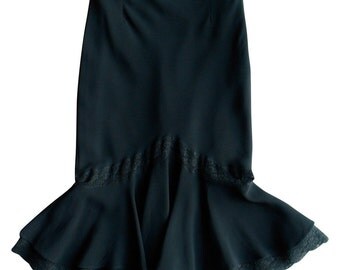 Dior : black silk skirt, size S, vintage 80s