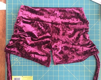 Maroon velvet bella scrunchy shorts