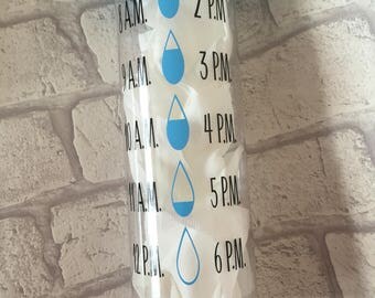 Plastic personalised water bottle with refil personalisation on the back
