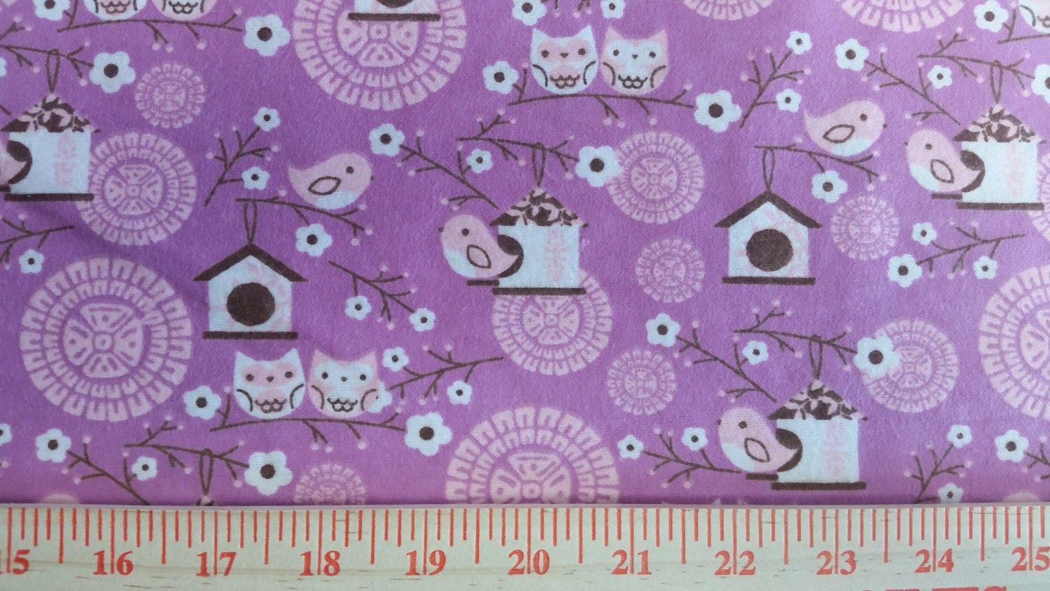 Owl Bird House FLANNEL Fabric By The Yard from TheDrunkenDroid on Etsy