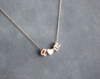 Initial rose gold necklace, letter charm necklace, bridesmaid gift, gift necklace, rose gold necklace, dainty necklace