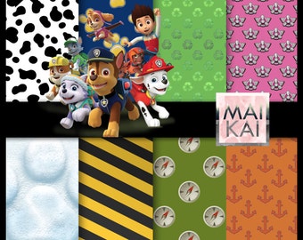 Paw patrol digital paper, paw patrol scrapbook , paw patrol paper, paw patrol birthday. instant download