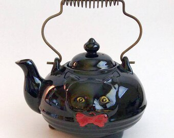 Collectible Vintage Black Cat Tea Pot