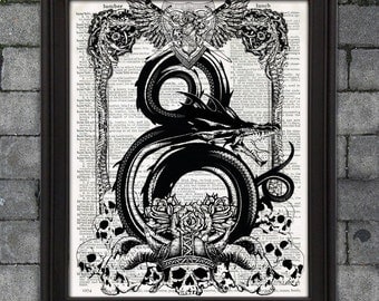 Dungeons and Dragons Poster - Dragon Ampersand dnd geek gift Fantasy home decor wall art gamer decor nerd gift tabletop rpg original artwork