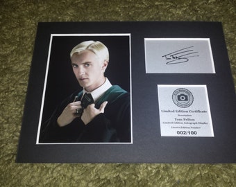 Tom Felton - Draco Malfoy - Harry Potter - Signed Autograph Display - Fully Mounted and Ready To Be Framed