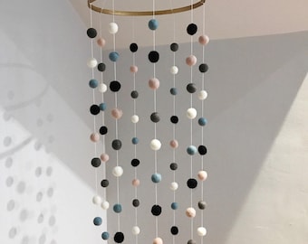 Colourful & Contemporary Felt Ball Cot Mobile - Neutrals