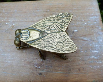Antique Vesta Case, Vintage Match Holder, Striker, Fly Trinket Box, Fly Vesta Case, Fly Ashtray,