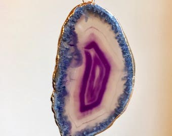 Purple Agate necklace, Sliced Agate, Geode Necklace, Druzy Necklace, Druzy Jewelry, Agate Jewelry, Agate Slice