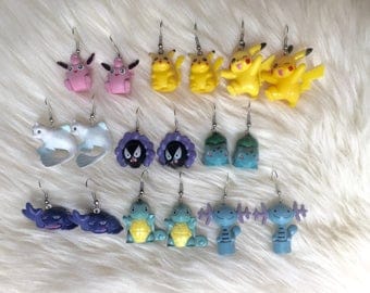 Pokemon Pikachu Bulbasaur Squirrel Gastly Muk Wooper Seel Wigglytuff Dangle Earrings Gotta Catch 'em All