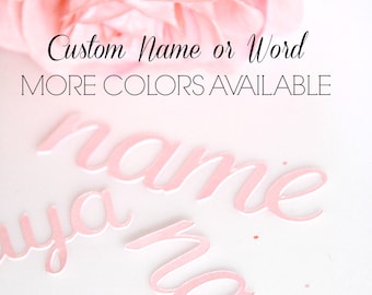 Custom Name Confetti, Word Confetti, Script Font Letters, Name Diecut, Pink Blue, Baby Shower, Wedding Confetti, Rose Gold Bridal Shower