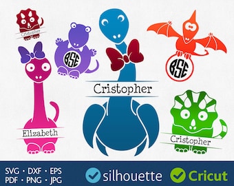 DINOSAUR SVG cut files monogram frame Pterodactyl files Cricut pdf eps jpeg png DXF for Silhouette Heat Press Transfer Iron on Vinyl design