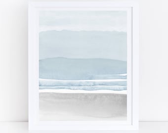 Blue Grey Watercolor Print, Printable Abstract Art, Blue Grey Wall Art, Neutral Wall Art, Blue Watercolor, Neutral Print, Modern Watercolor