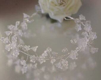 White Flower Hair Vine/Accessory Various Lengths Wedding Prom Party