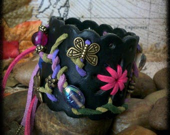 Amazing, Unique hand crafted, up-cycled multi dreads/hair/wrist cuff/tie/bracelet or bun holder with beaded tails.