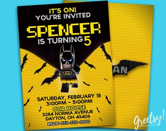 The Lego Batman Invitation, The Lego Batman Birthday, The Lego Batman Party, The Lego Batman Invite, Lego Invite, Batman, The Lego Batman