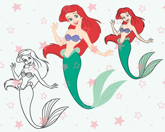 Download Disney Princess Ariel The Little Mermaid SVG cutting ESP ...