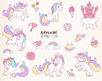 Unicorn clipart, unicorns graphics, Fantasy Clipart, rainbow digital clip art, digital image