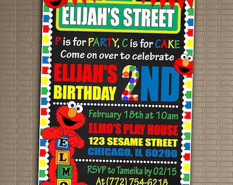 ELMO Invitation, You Print Invitation, Sesame Street Birthday Invitation, Sesame Street Invite, Elmo Birthday Invitation