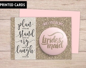 Will You Be My Bridesmaid Card, Will You be My Bridesmaid, Bridesmaid Card, Bridesmaid button, plan stand cry laugh
