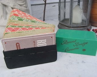 mid century card game box celluloid - card Rummy, canasta, bridge