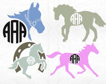 Horse head monogram SVG Clipart Cut Files Silhouette Cameo Svg for Cricut and Vinyl File cutting Digital cuts file DXF Png Pdf Eps