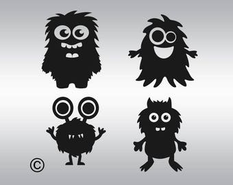 Monsters baby SVG Clipart Cut Files Silhouette Cameo Svg for Cricut and Vinyl File cutting Digital cuts file DXF Png Pdf Eps
