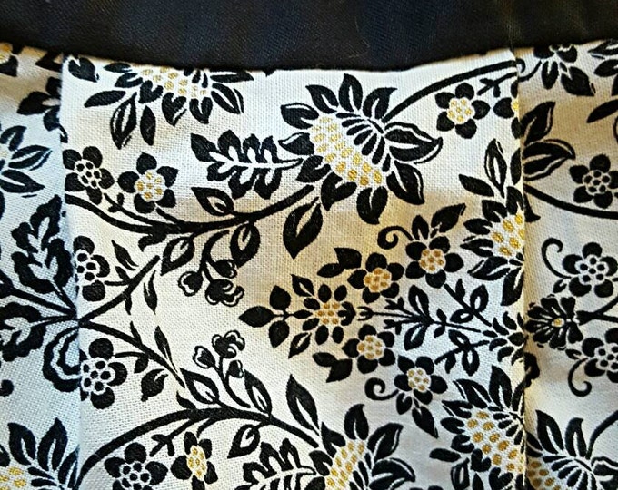 Black Gold and White Floral Large Purse - Hobo Bag- Large Tote - Gift for Her - Slouch Bag - Over the shoulder - Diaper bag -Pleated Purse