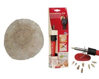 Kit pirgrafo + slice wood Walnut pyrographer 18 cm