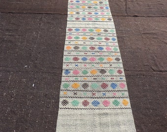 Long Narrow Rug Runner,2,1"x12,6" Feet 65x380 Cm Vintage Home Decor Kilim Rug Runner,Grey Rug Runner,Long Grey Rug Runner.