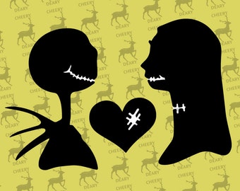 Nightmare Before Christmas, Jack and Sally Love, Digital File, SVG, DXF, EPS, for use with Silhouette Studio and Cricut Design Space