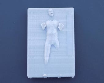 3D Printed Raspberry Pi Case - Han Solo frozen in Carbonite! High quality front panel print shows off the great detail of the model.