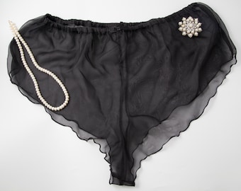 Black animal sheer mesh elastic waist panties zombies