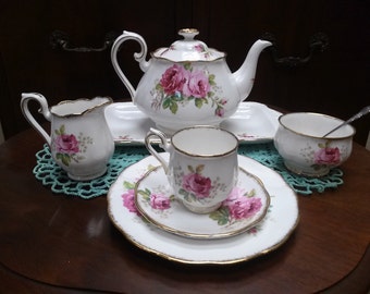 Royal Albert "American Beauty" Single Service Tea Set-Bone China