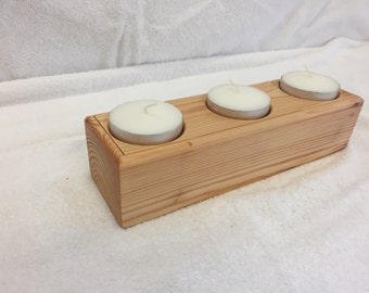Tea light holder candle holder softwood