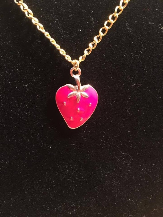 Items similar to Gold plated strawberry necklace. on Etsy