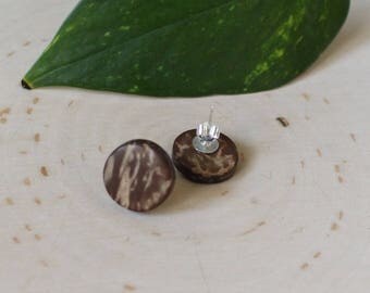 Natural Wood Round Studs | Circle Post Earrings