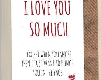 Funny ANNIVERSARY card / Husband / Wife / Partner /Humour / Banter / Fun / Greetingcards - Except Snore